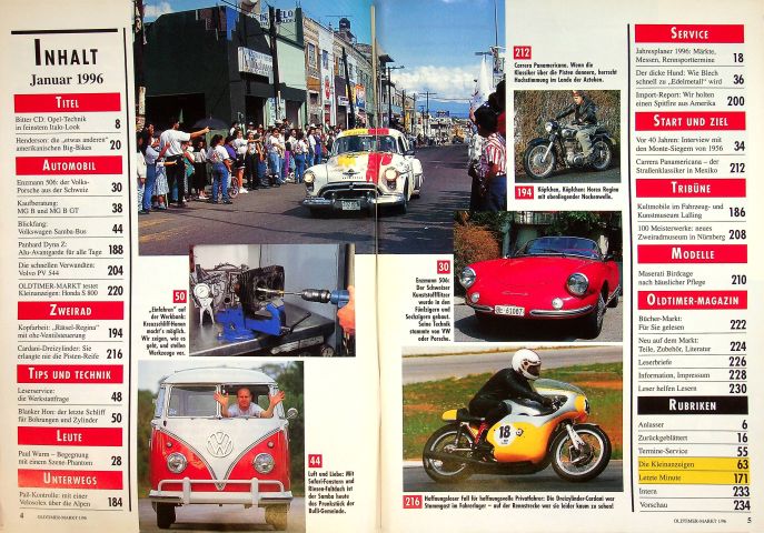 Inhaltsverzeichnis Oldtimer Markt 01/1996