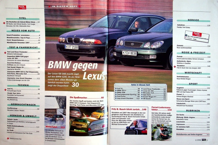 Inhaltsverzeichnis Auto Motor und Sport 01/1997