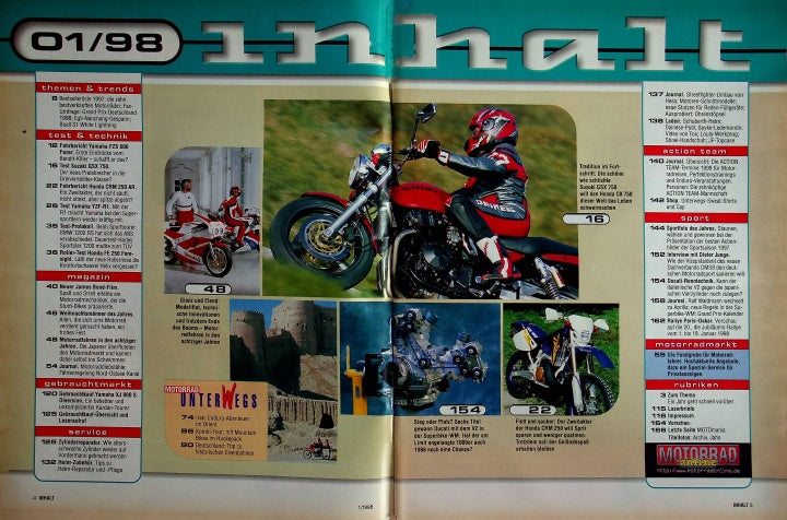 Inhaltsverzeichnis Motorrad 01/1997