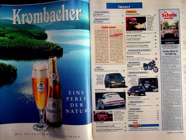 Inhaltsverzeichnis Auto Bild 01/1997