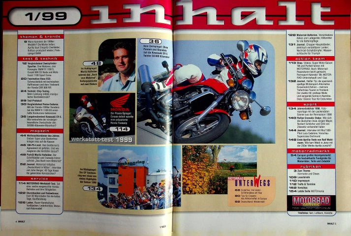 Inhaltsverzeichnis Motorrad 01/1998