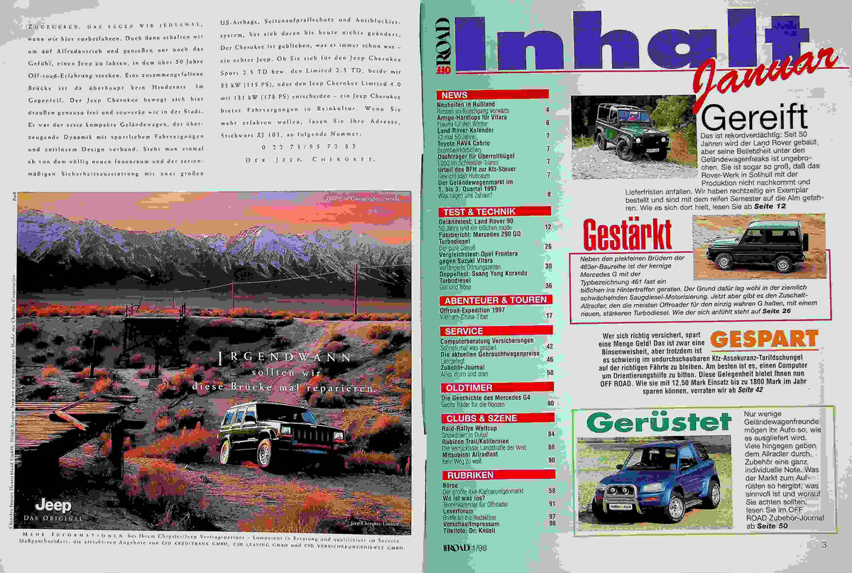 Inhaltsverzeichnis Offroad 01/1998