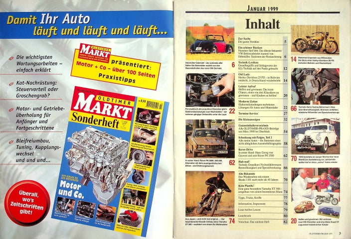 Inhaltsverzeichnis Oldtimer Praxis 01/1999