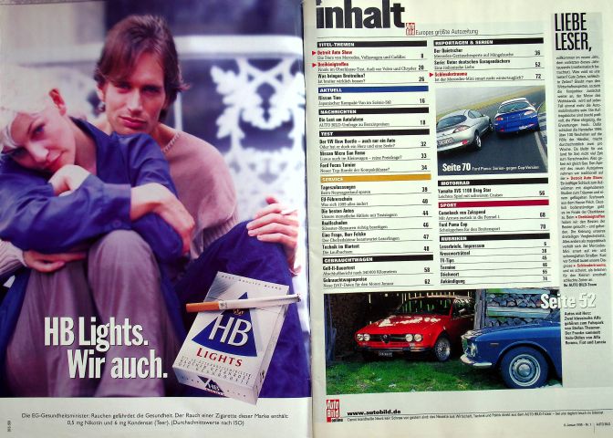 Inhaltsverzeichnis Auto Bild 01/1999
