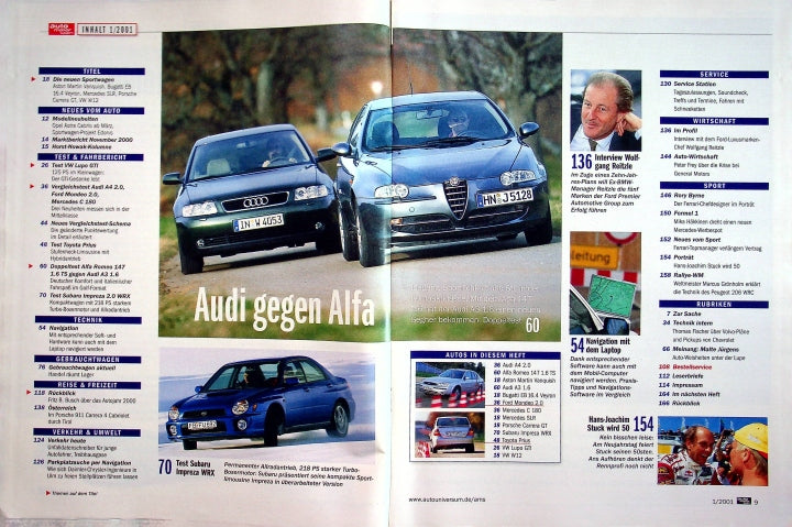 Inhaltsverzeichnis Auto Motor und Sport 01/2000
