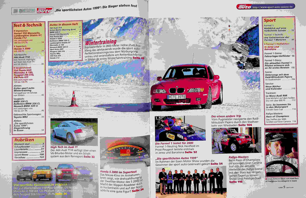 Inhaltsverzeichnis Sport Auto 01/2000