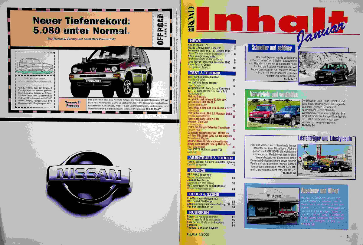 Inhaltsverzeichnis Offroad 01/2000