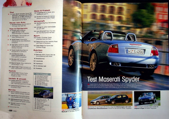 Inhaltsverzeichnis Auto Motor und Sport 01/2001