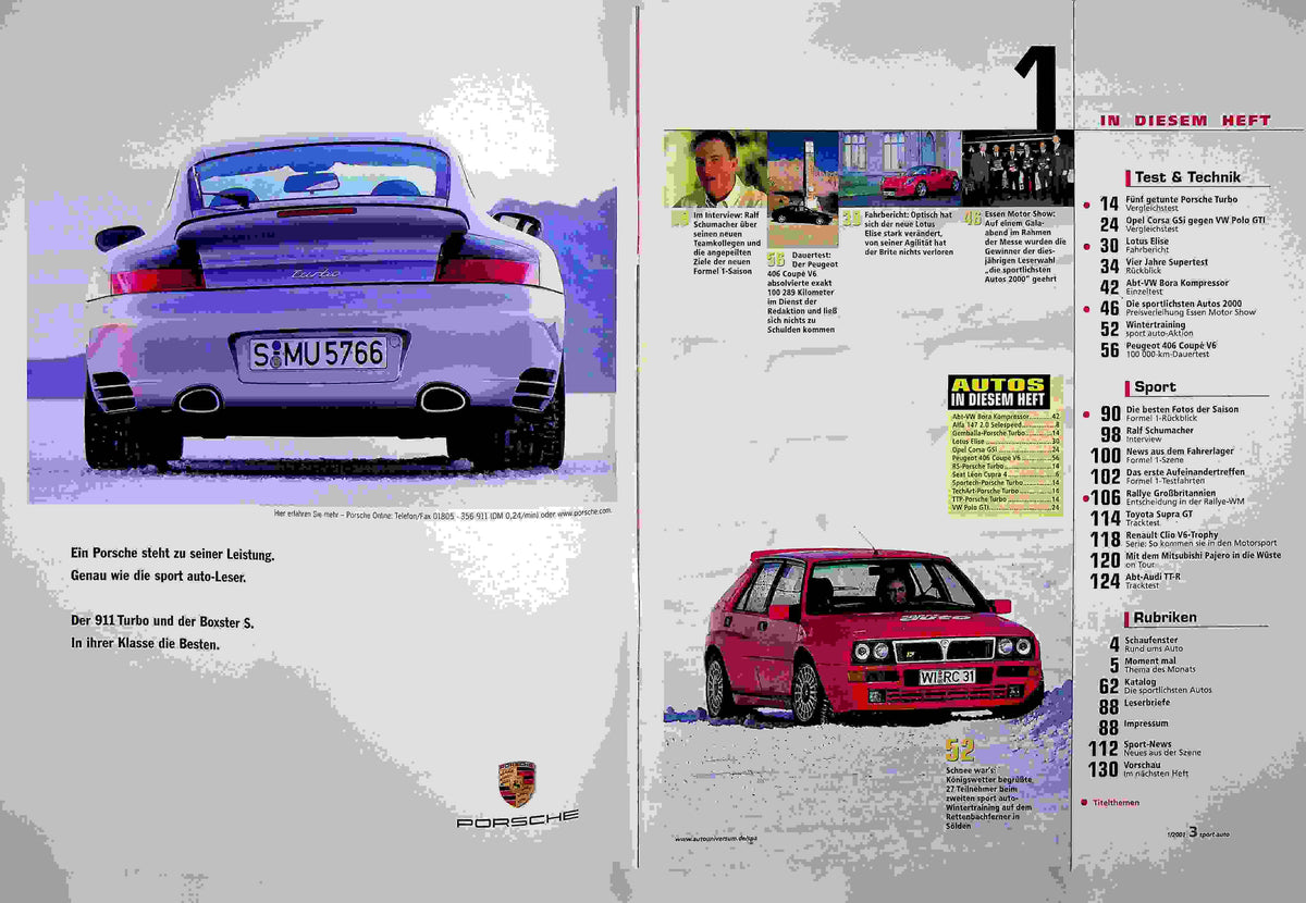 Inhaltsverzeichnis Sport Auto 01/2001