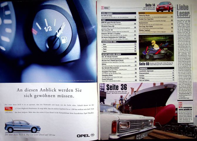 Inhaltsverzeichnis Auto Bild 01/2001