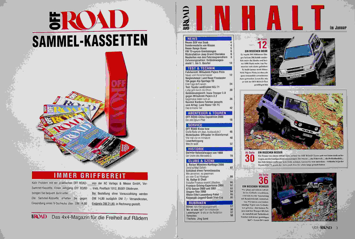 Inhaltsverzeichnis Offroad 01/2001