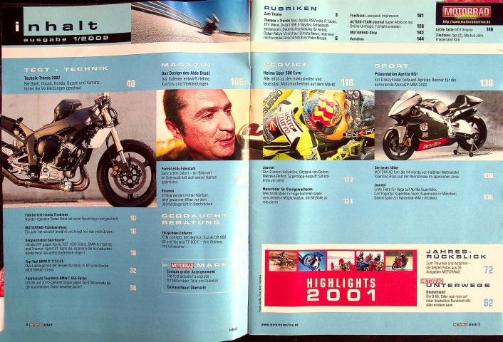 Inhaltsverzeichnis Motorrad 01/2001