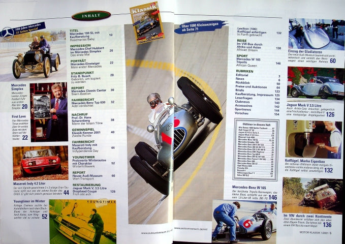 Inhaltsverzeichnis Motor Klassik 01/2001