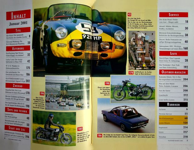 Inhaltsverzeichnis Oldtimer Markt 01/2001