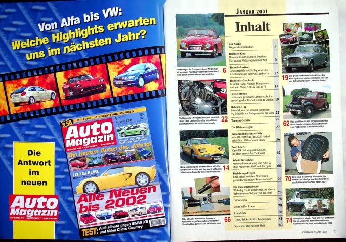 Inhaltsverzeichnis Oldtimer Praxis 01/2001