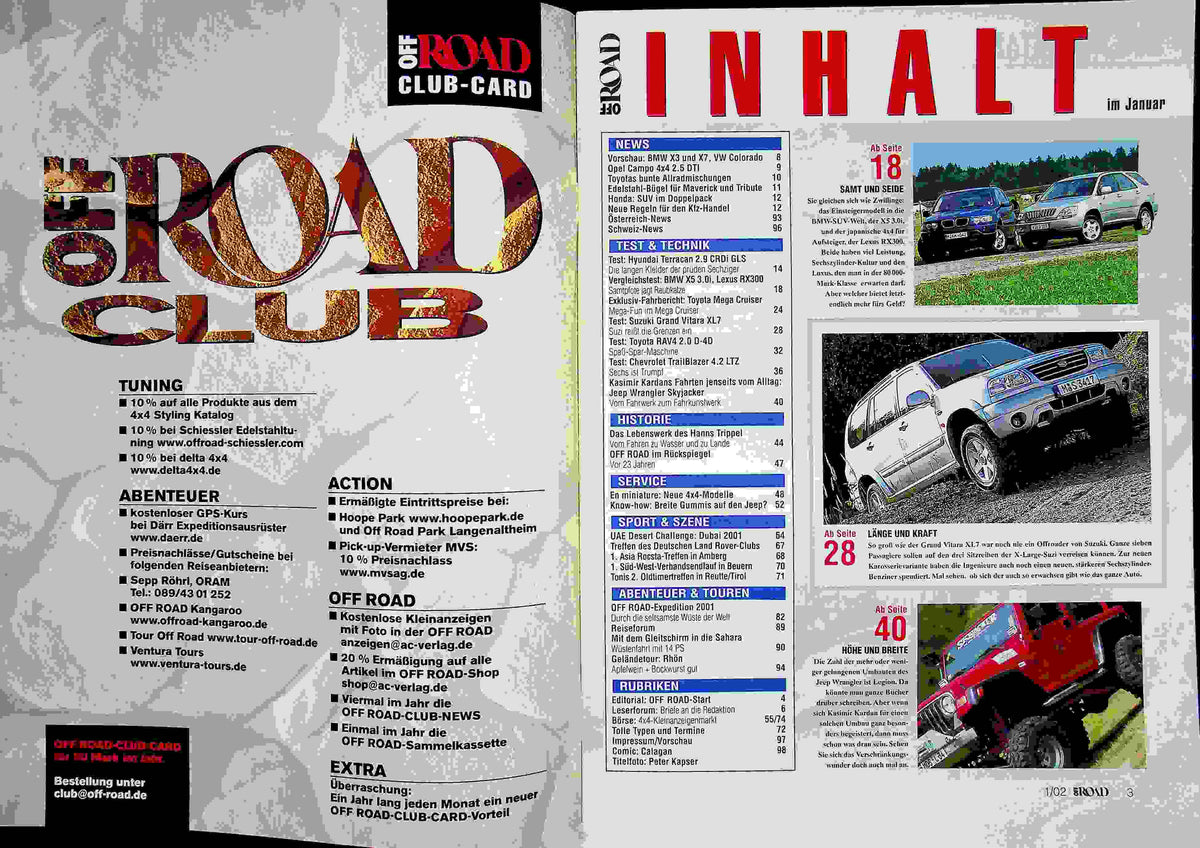 Inhaltsverzeichnis Offroad 01/2002