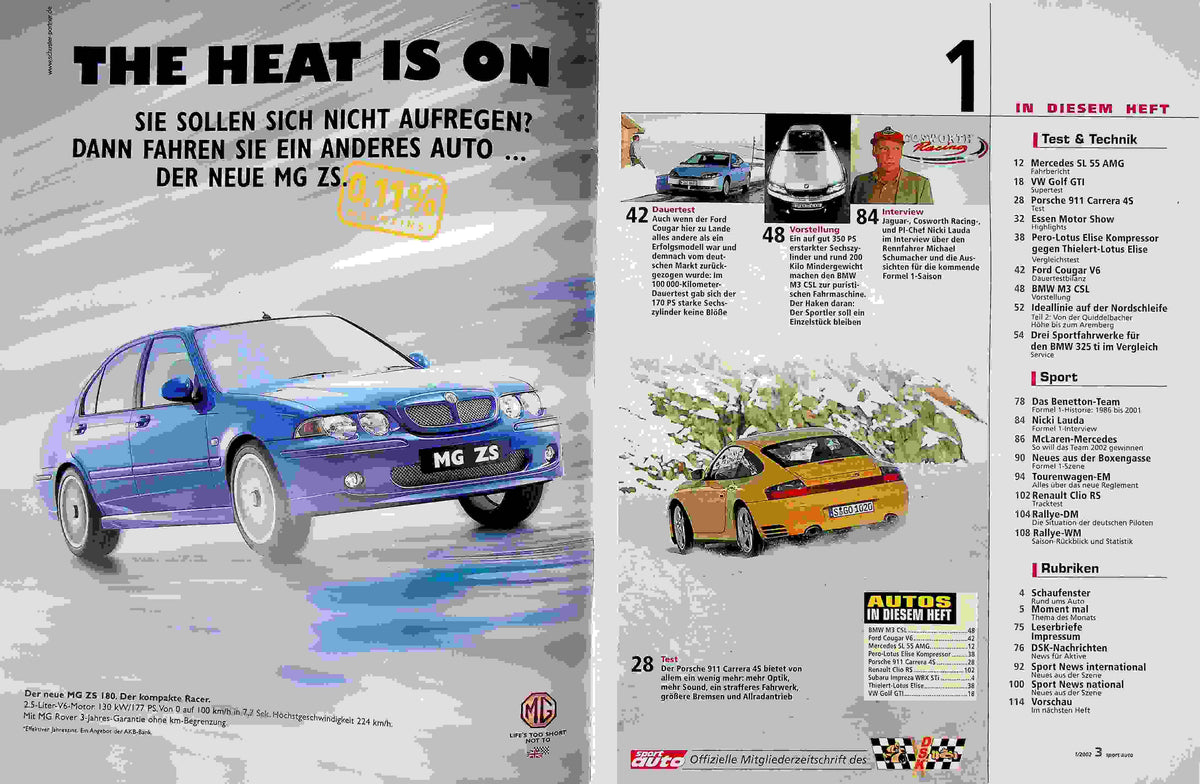 Inhaltsverzeichnis Sport Auto 01/2002