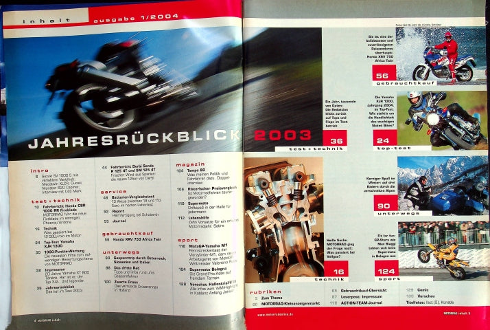 Inhaltsverzeichnis Motorrad 01/2003