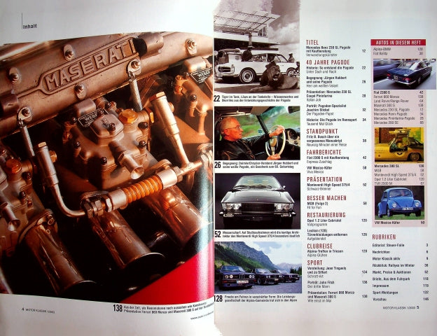 Inhaltsverzeichnis Motor Klassik 01/2003