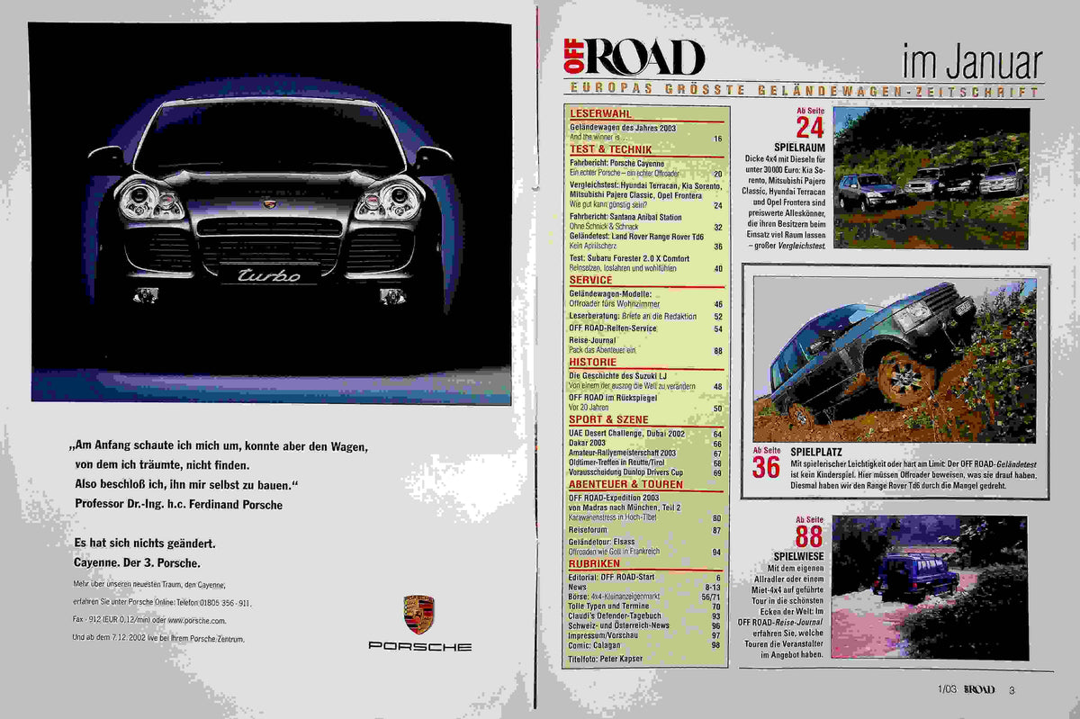 Inhaltsverzeichnis Offroad 01/2003