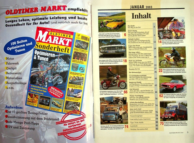 Inhaltsverzeichnis Oldtimer Praxis 01/2003