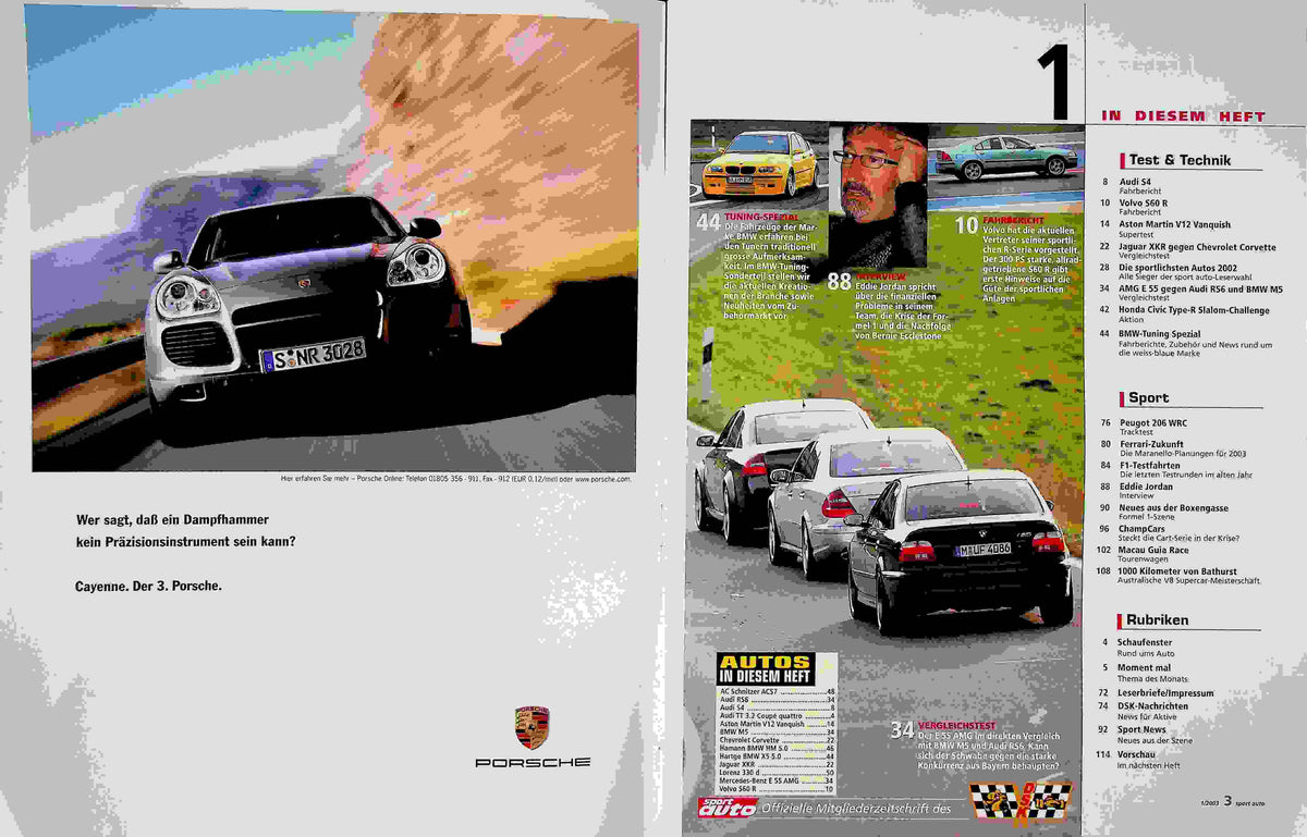 Inhaltsverzeichnis Sport Auto 01/2003