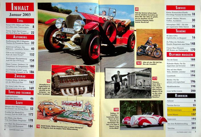 Inhaltsverzeichnis Oldtimer Markt 01/2003