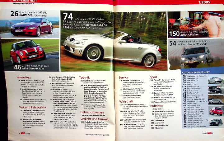 Inhaltsverzeichnis Auto Motor und Sport 01/2004