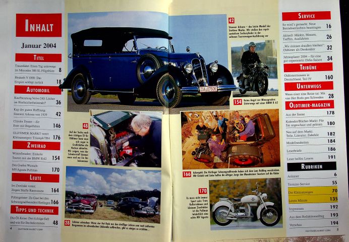Inhaltsverzeichnis Oldtimer Markt 01/2004