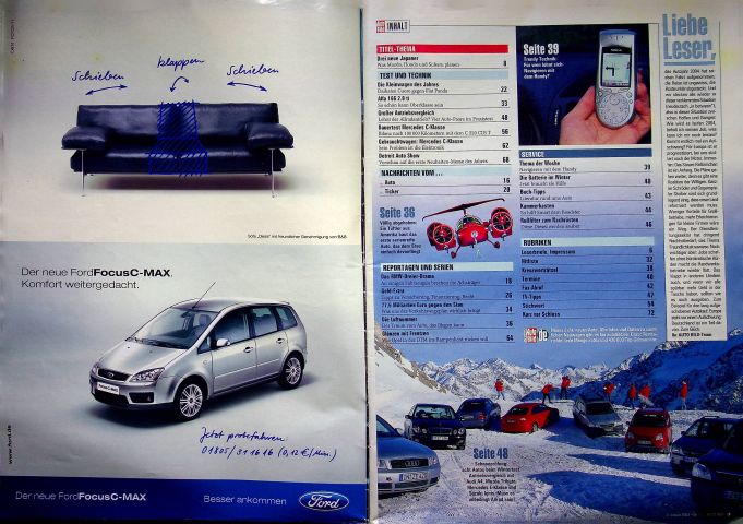 Inhaltsverzeichnis Auto Bild 01/2004