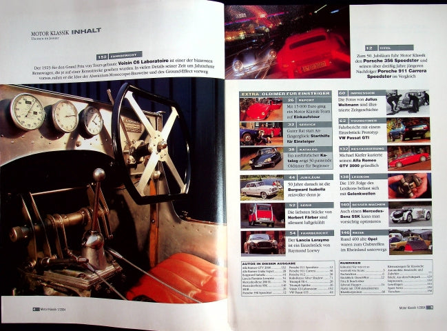 Inhaltsverzeichnis Motor Klassik 01/2004