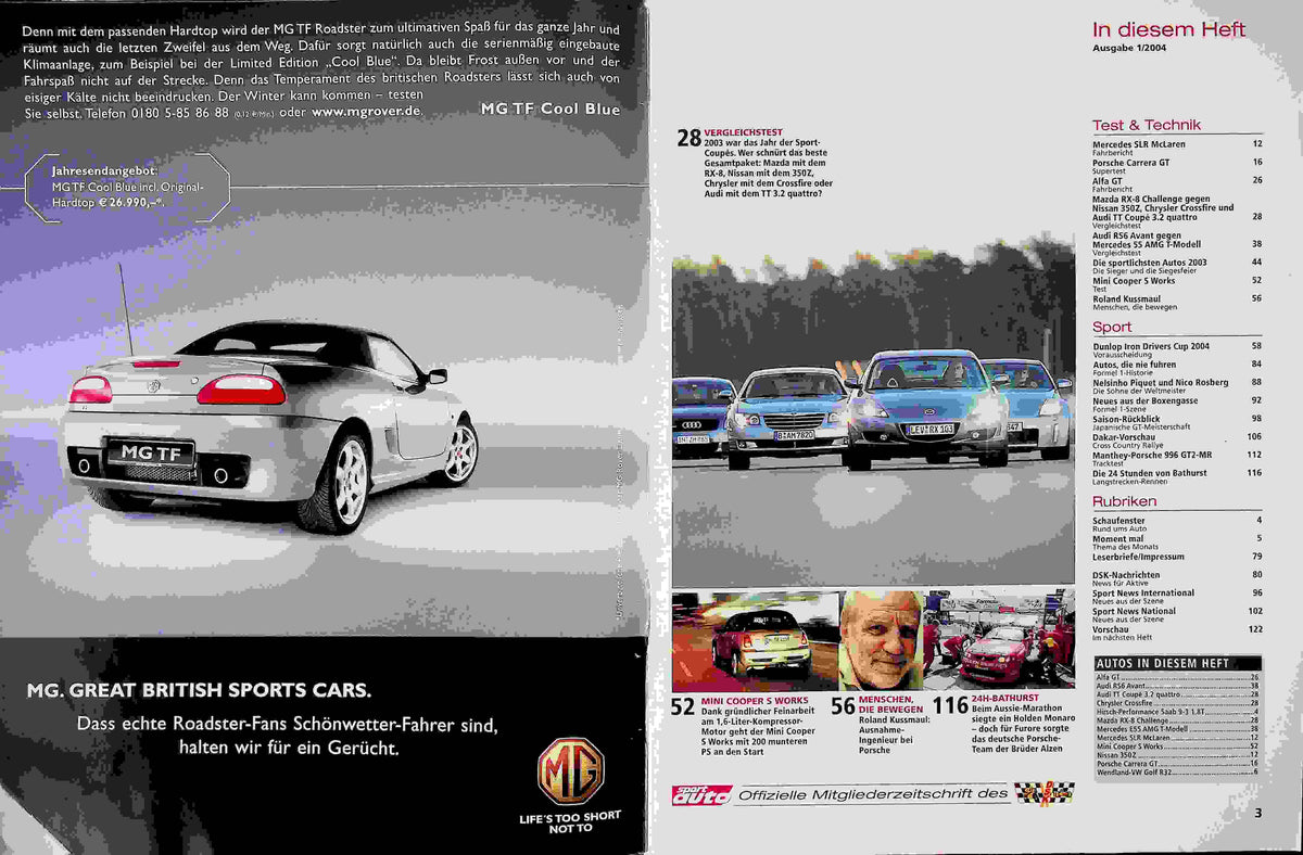Inhaltsverzeichnis Sport Auto 01/2004