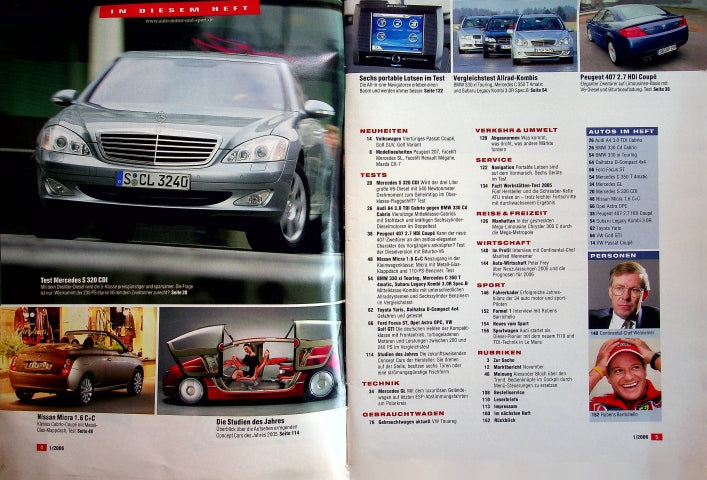 Inhaltsverzeichnis Auto Motor und Sport 01/2005