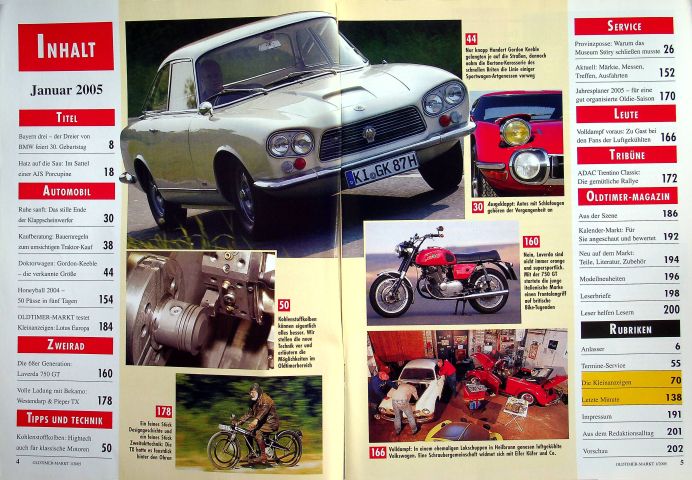 Inhaltsverzeichnis Oldtimer Markt 01/2005