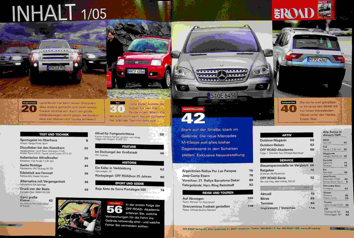 Inhaltsverzeichnis Offroad 01/2005