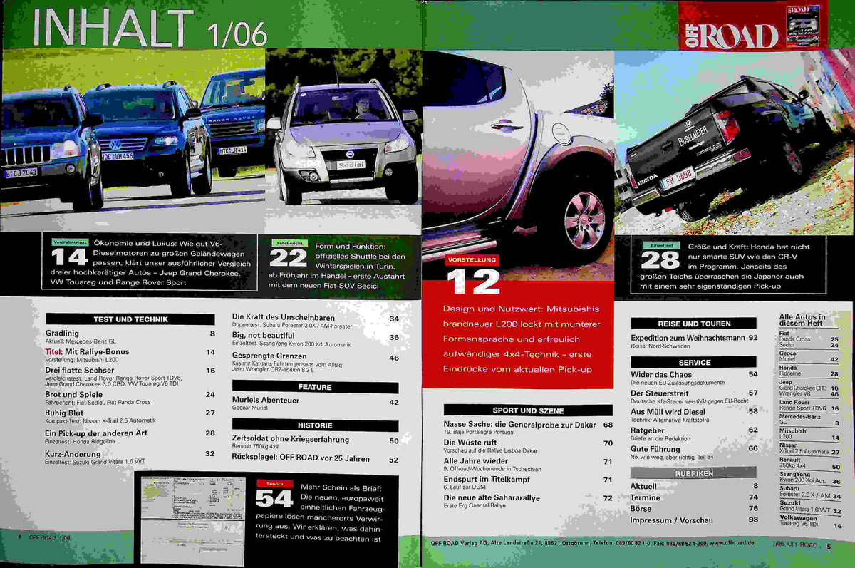 Inhaltsverzeichnis Offroad 01/2006