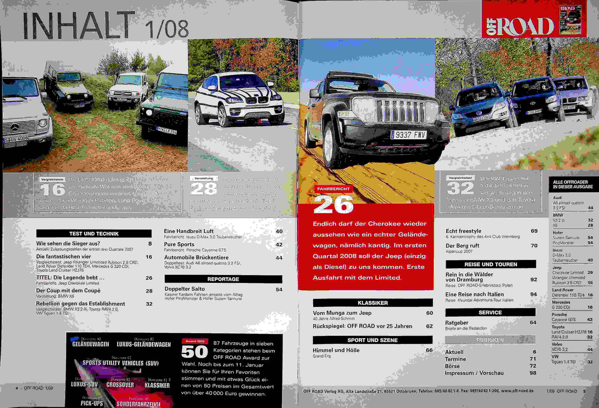 Inhaltsverzeichnis Offroad 01/2008
