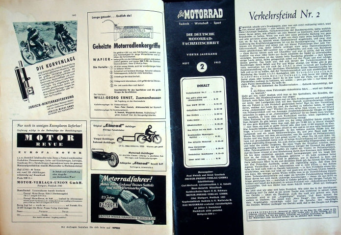 Inhaltsverzeichnis Motorrad 02/1952