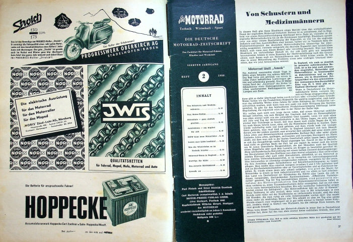 Inhaltsverzeichnis Motorrad 02/1955