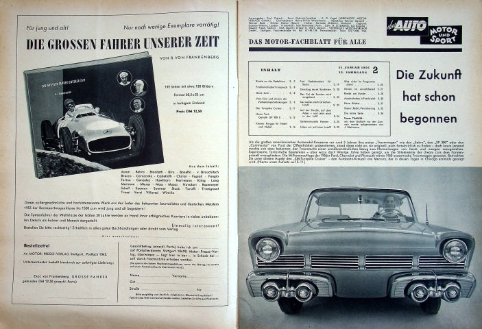 Inhaltsverzeichnis Auto Motor und Sport 02/1956