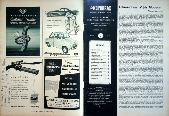 Inhaltsverzeichnis Motorrad 02/1956