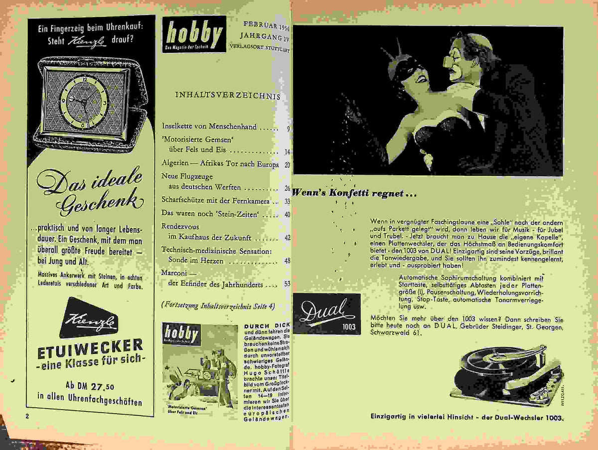Inhaltsverzeichnis Hobby 02/1956