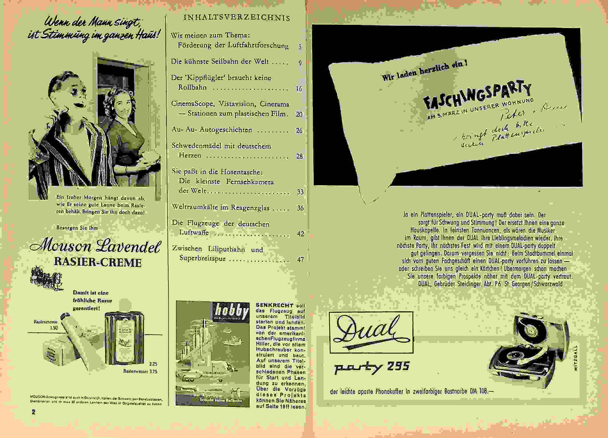 Inhaltsverzeichnis Hobby 02/1957