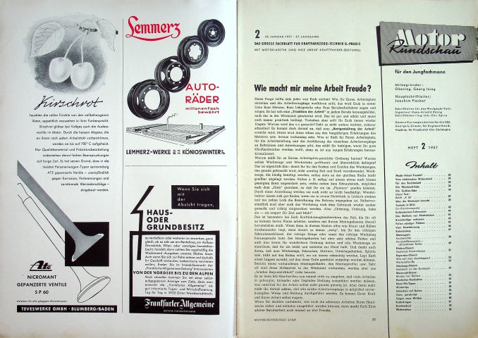 Inhaltsverzeichnis Motor Rundschau 02/1957