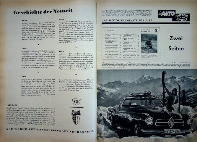Inhaltsverzeichnis Auto Motor und Sport 02/1958