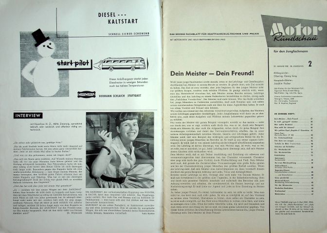 Inhaltsverzeichnis Motor Rundschau 02/1958