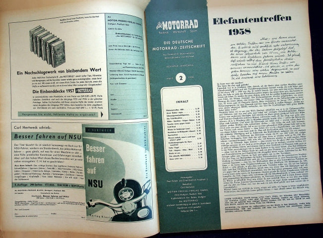 Inhaltsverzeichnis Motorrad 02/1958