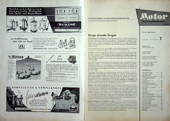 Inhaltsverzeichnis Motor Rundschau 02/1960