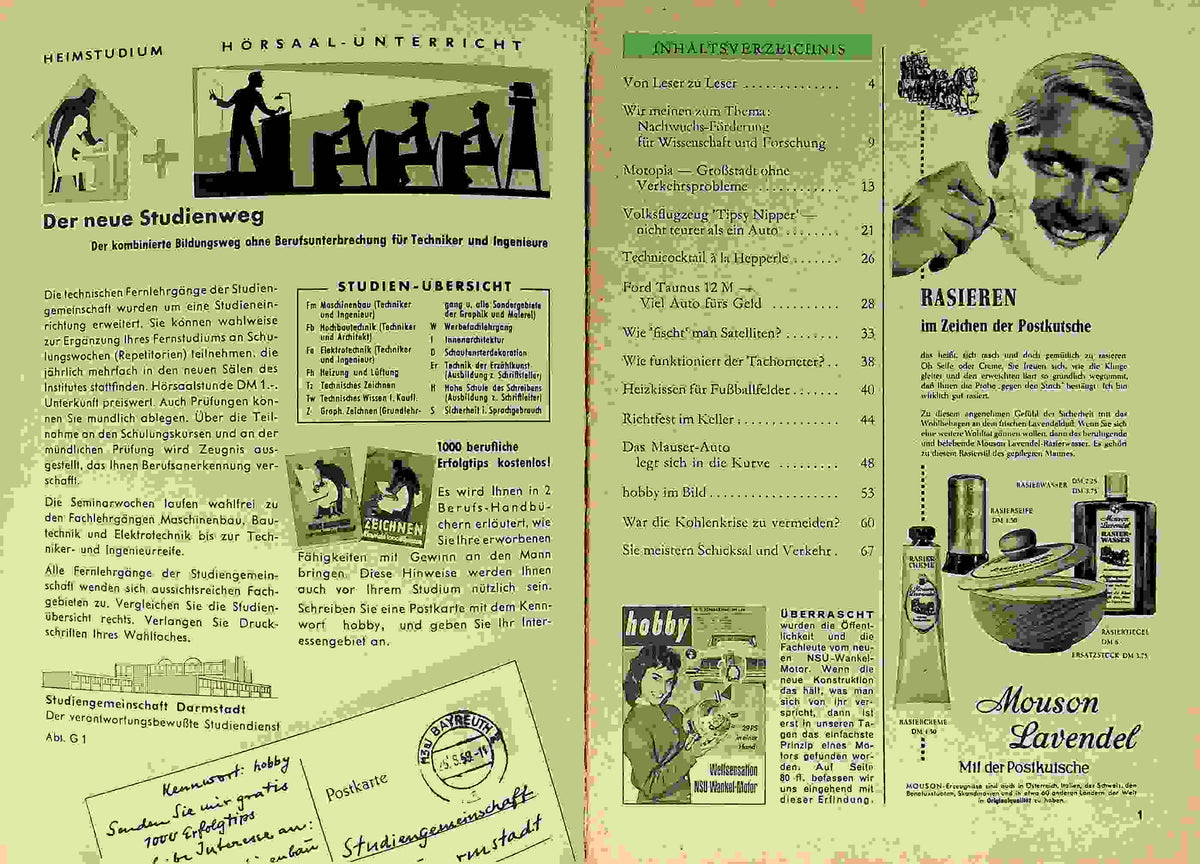 Inhaltsverzeichnis Hobby 02/1960