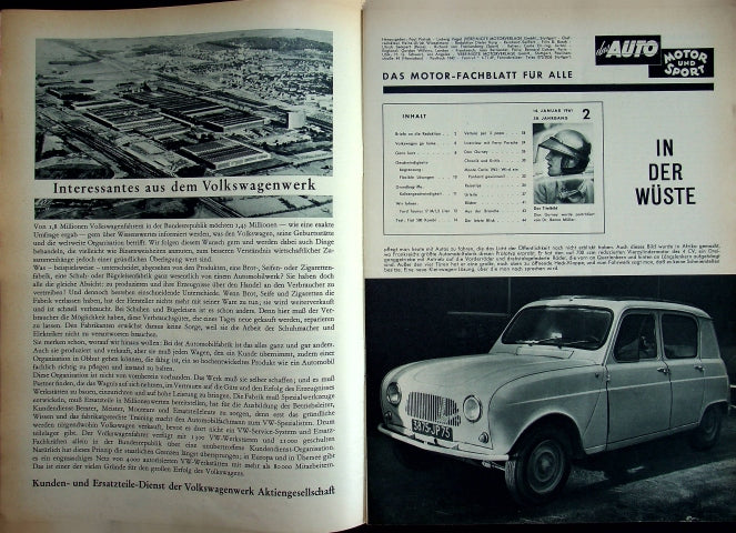 Inhaltsverzeichnis Auto Motor und Sport 02/1961